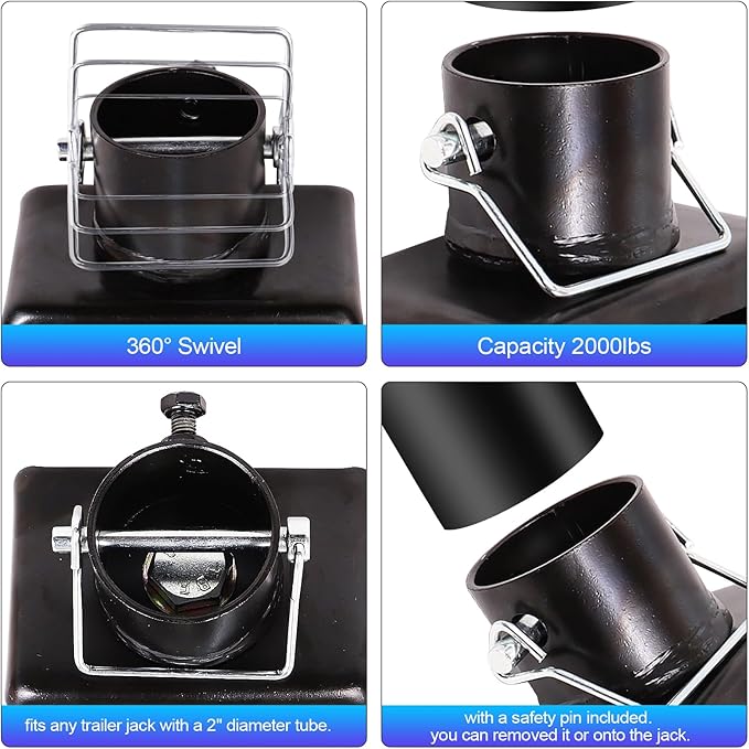 Trailer Jack Wheel with Pin - 6" Dual Wheel Jack Caster Wheel Capacity 2000lbs fits Any Jack Better Soft Ground Roll Trailer Parts (Black)