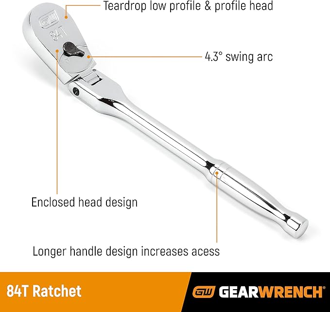 GEARWRENCH 4 Pc. Flex Handle RATCHET SET, 84T - 81230A-07