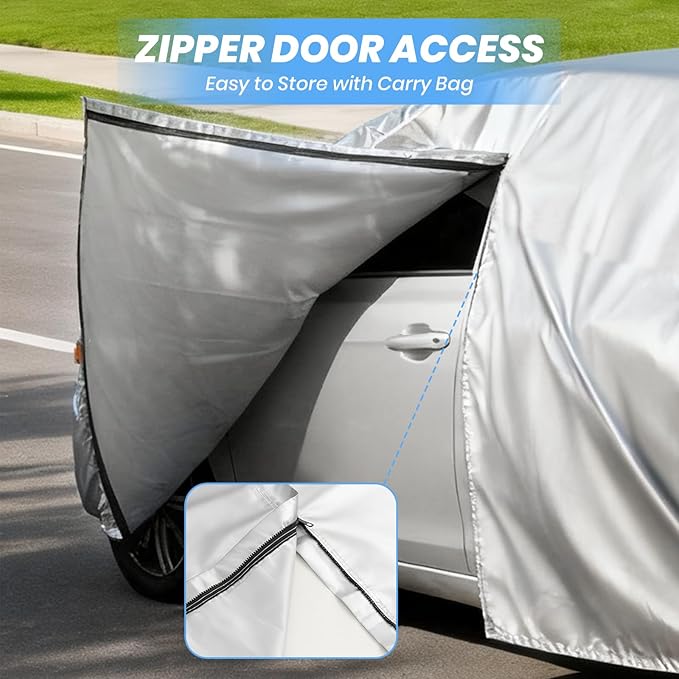 Favoto SUV Car Cover for Automobiles - All Weather Waterproof Outdoor UV Rain Snow Protection 210D Oxford with Air Vent Breathable Full Exterior Covers Universal Fit for SUV (185-195 inch)