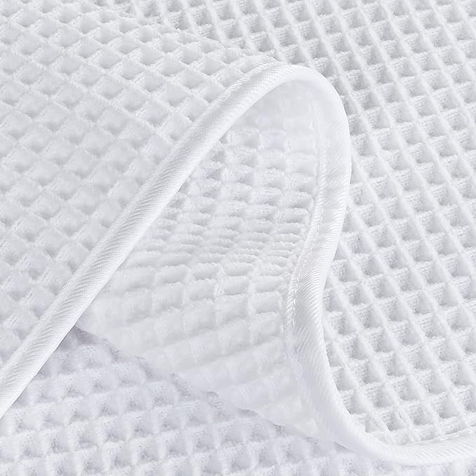 POLYTE 430 GSM Microfiber Lint Free Washcloth Face Towel, 13 x 13 in, 4 Pack (Waffle Weave)