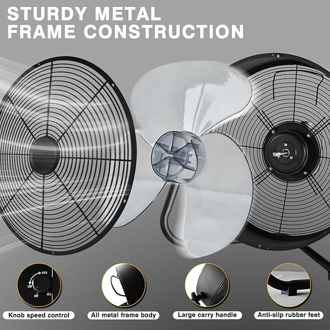 Rechargeable Battery Operated Drum Fan, Portable Outdoor Hurricane Emergency 7-47H Large Battery 12" Floor Fan Hi-Velocity Low Noise Cordless, Watching Event Camping Travel Indoor Home Patio