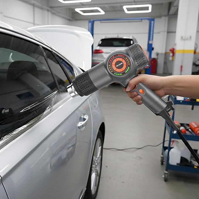 Heat Gun Fast Heating 1800W 122℉-1202℉ LED 3-color light to display temperature Shrink wrap heat gun with 4 Nozzles for Soften,Car film,Drying
