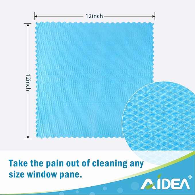 AIDEA Microfiber Glass Cleaning Cloth, 8PK, Premium Microfiber Glass and Window Cleaner, Lint Free Magic Cleaning Cloths for Glass, Windows, Windshields, Mirrors, Stainless Steel, 12"x12"