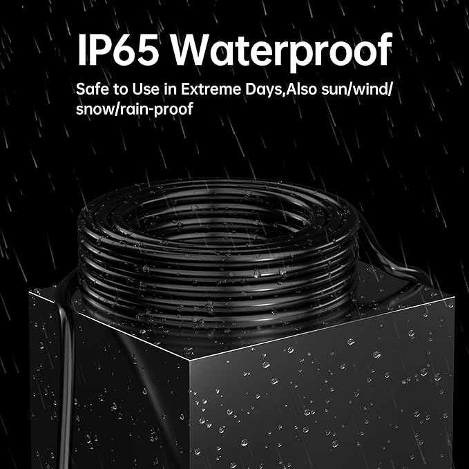 PlugSaf Black Outdoor Extension Cord 10 ft 16/3 Gauge Waterproof, Cold Weatherproof -58°F, Flame Retardant, Flexible 3 Prong Electric Cord for Lawn Office,13A 1625W 16AWG SJTW, ETL Listed