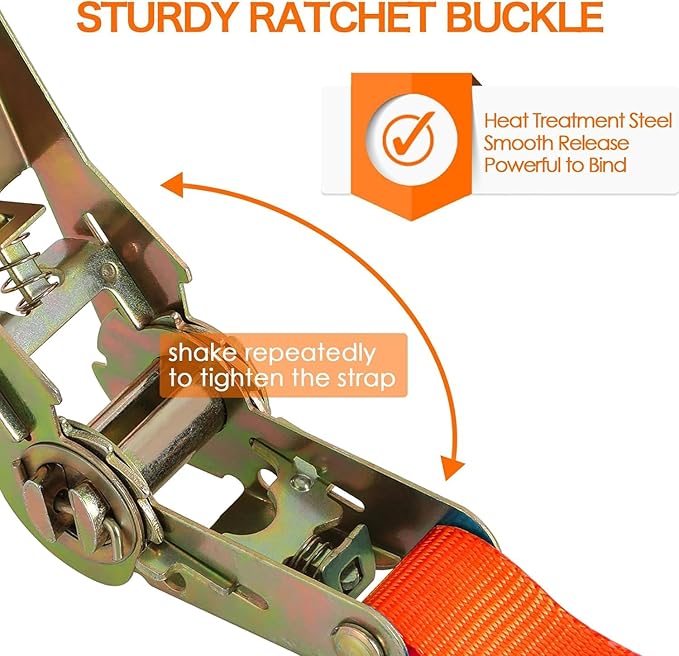 LIFERUN 10 Pack 1" x 20' Ratchet Straps Heavy Duty, 1760lbs Break Strength Endless Ratchet Strap, NO Hook, Tie Down Straps for Motorcycles, Goods, Luggage,Orange