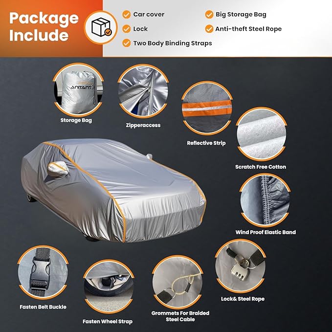 Custom Fit Jeep Wrangler 4 Door Car Cover for JK JL 2006-2025Outdoor Waterproof Car Cover All Weather with Door Zipper Cotton Lining Scratch Resistant Rain Sun UV Dust Snow Protection