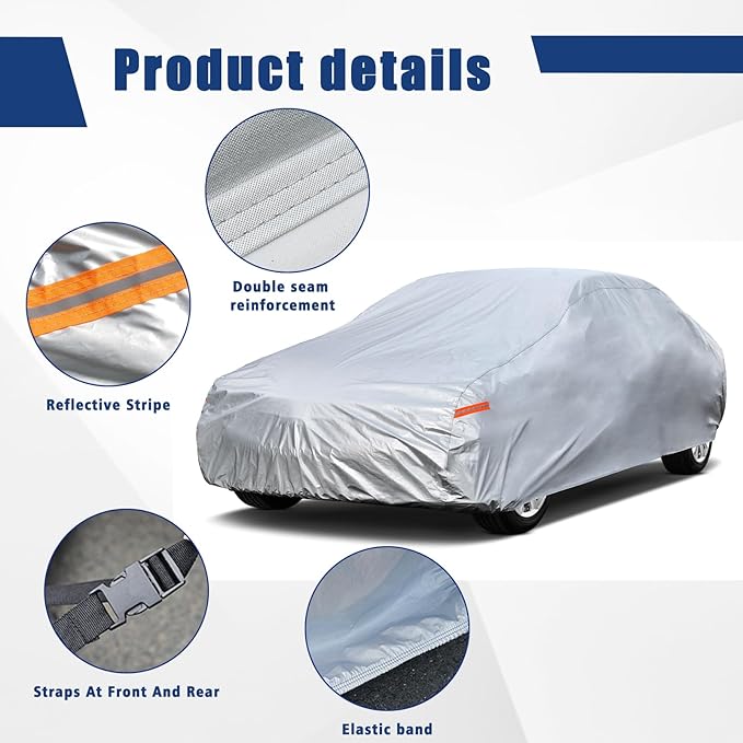 Kayme 6 Layers Car Cover Custom Fit for Mazda Miata MX-5 MX5 (1990-2025) Waterproof All Weather for Automobiles, Outdoor Full Cover Rain Sun UV Protection.Sliver