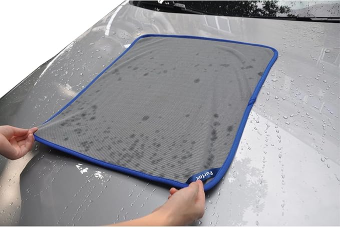 Furfox Pro-Grade Car Wash Towels (2-Towels) - Heavy Duty 600GSM Absorbent Microfiber Cloth for Car Detailing, RV Cleaning, Window Drying - 19.7x23.6 Inch Scratch-Free Towels - Gray