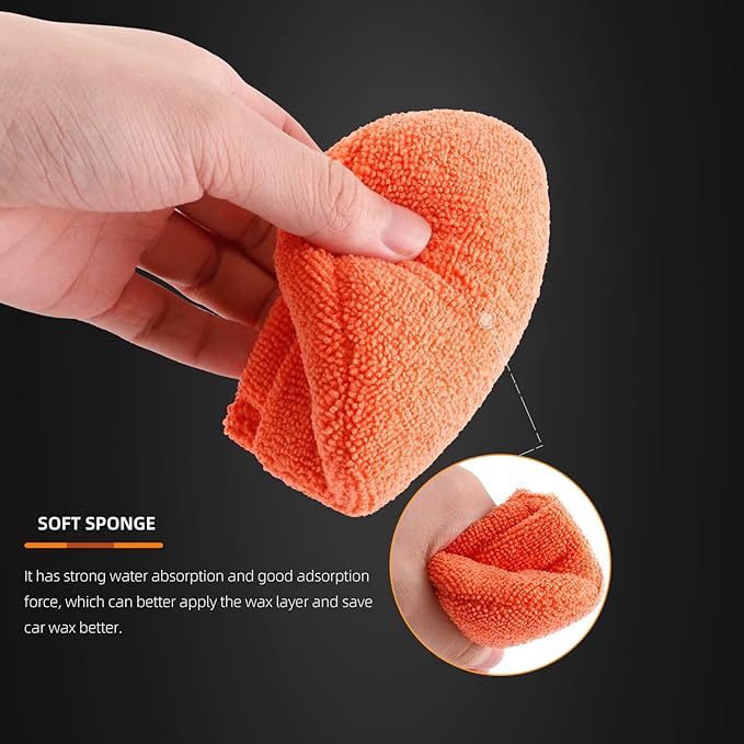 Microfiber applicator pad, Microfiber Sponge, SPTA 10Pcs Ultra-Soft Microfiber Wax Applicator Pads, Cleaning Pads with Finger Pocket Wax Applicator for Applying Wax, Sealants