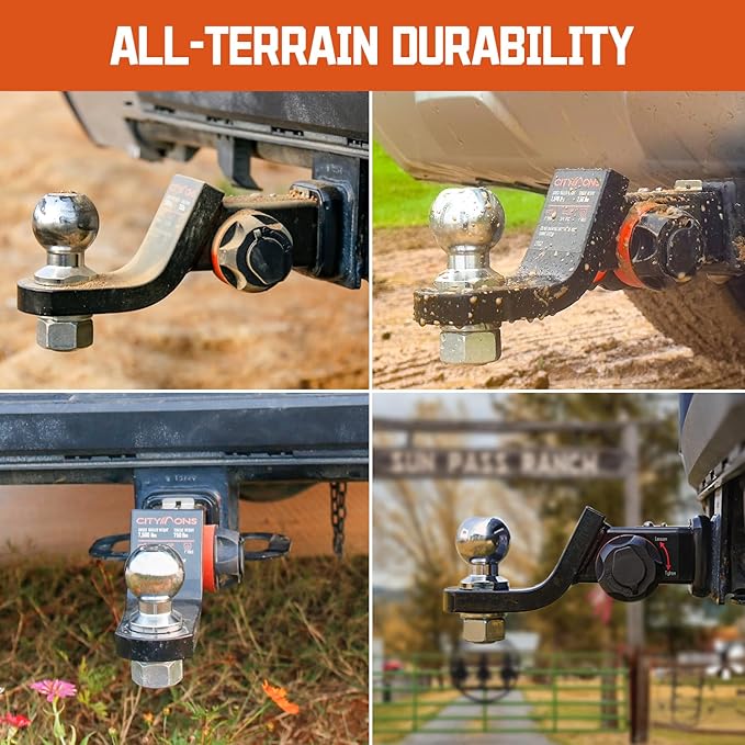 Trailer Hitch Ball 1-7/8 inch, 3500LBS GTW and 350LBS TW, 1 x 2-Inch Shank, Fit 1-inch Hole, Tow Hitch Ball Fit for RV Towing, Motorcycles & Powersports