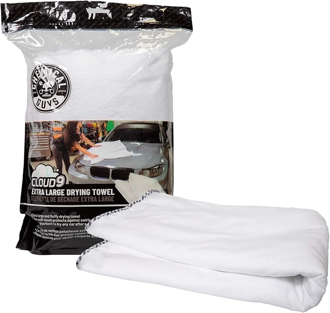 Chemical Guys MIC1021 Cloud 9 Extra Large Microfiber Drying Towel, Safe for Car Wash, Home Cleaning & Pet Drying Cloths - 1 Pack