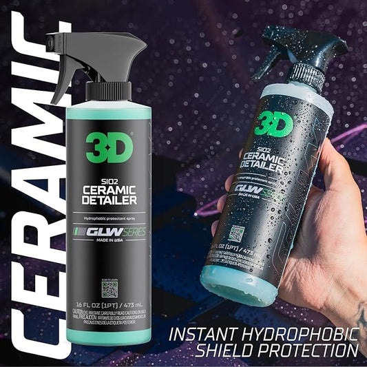 3D SiO2 Ceramic Detailer 1 Gallon – Quick Detailer with Advanced SiO2 Polymers – Hydrophobic Protection, UV Defense, High Gloss Finish, Ceramic Coating Booster – Professional Car Care – Made in USA