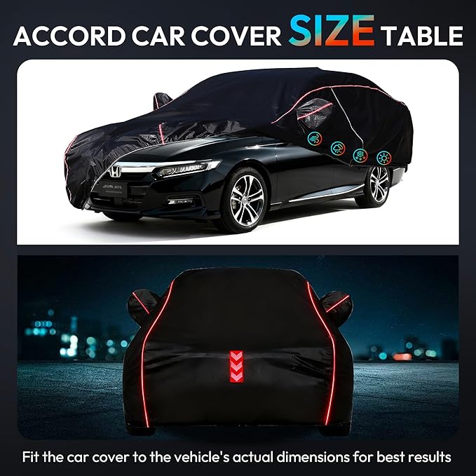 Car Cover for Honda Accord 2001-2025,All-Around Fastening 60s Quick-Install, 4 Upgrades for Car Cover Waterproof All Weather