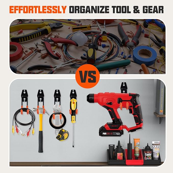 Heavy Duty Garage Hooks, 24 Pack Steel Wall Mount Storage Organizer with Anti-Slip Coating Garage Hook Set for Hanging Ladders, Bikes, Tools, Ropes, Coats
