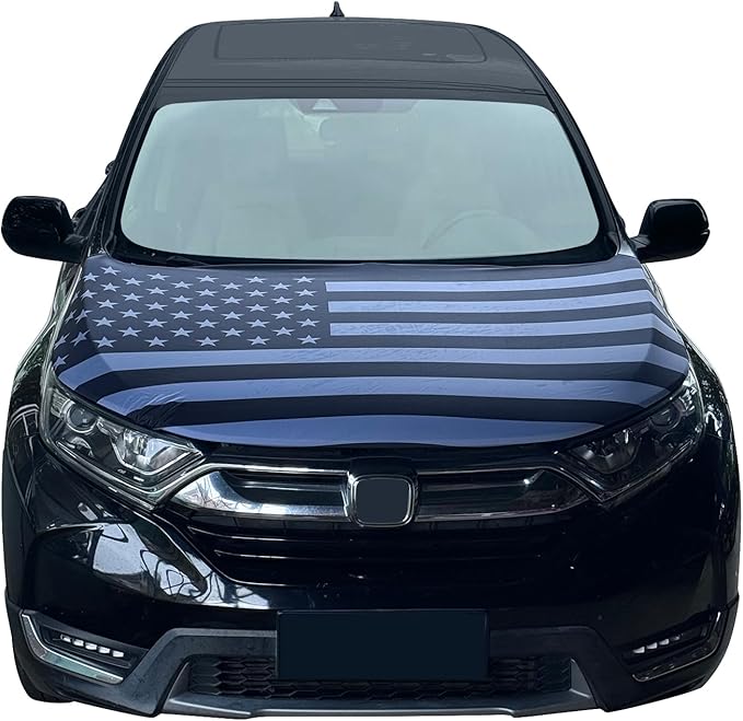 American Car Hood Cover - 59x51 in Car Hood Cover Flag Bonnet Banner with 2 Adjustable Triangular Fasteners, Universal Fit for Trucks, SUV, Patriotic America Flag Cars Decor