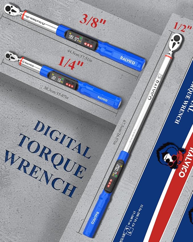 1/2 Digital Torque Wrench (12.54-250.7 Ft. Lb/ 17-340 N.m) ±2% Accuracy Dual-Direction Adjustable Torque Wrenches Digital with Vibration, Buzzer and LED Alert for Motorcycle, Auto Repair