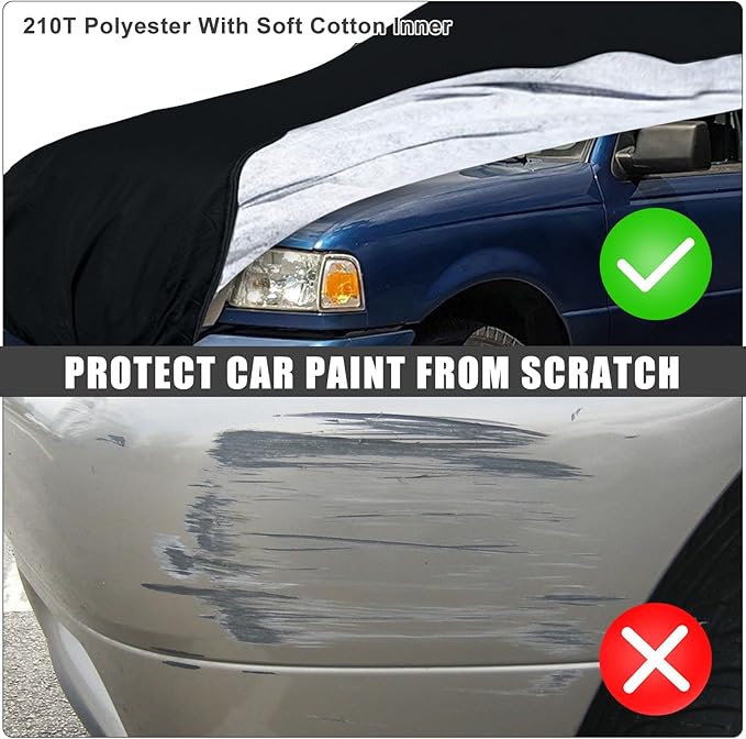 Waterproof Car Cover Replace for 1993-2012 Ford Ranger Regular Cab 6ft Standard Bed 210T All Weather Classic Car Covers with Zipper Door for Snow Rain Dust Protection