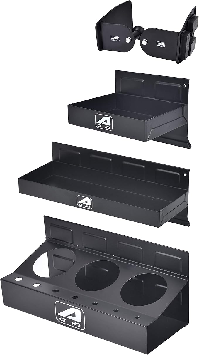 Trayset 4pc Magnetic Toolbox Tray Set, Magnetic Tool Box holder for Cabinet Side Shelf Storage Van Workshop, Tool Trays, Paper Towel and Spray Can Holder, Black