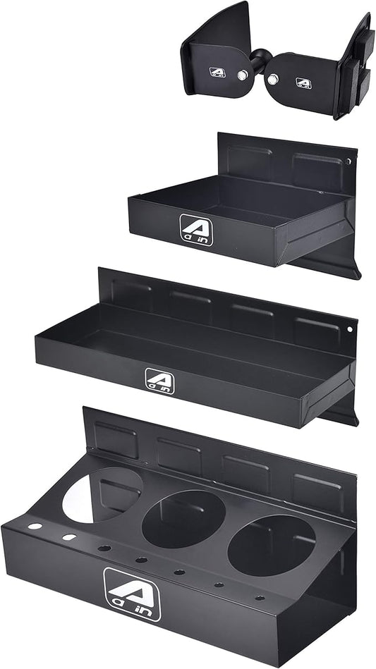 Trayset 4pc Magnetic Toolbox Tray Set, Magnetic Tool Box holder for Cabinet Side Shelf Storage Van Workshop, Tool Trays, Paper Towel and Spray Can Holder, Black