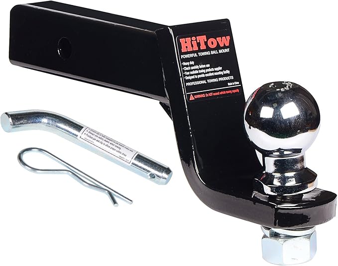 HiTow Trailer Hitch Loaded Ball Mount Class III/IV 4" Drop with 2" Hitch Ball & 5/8" Pin Kit (GTW 5,000 lbs)