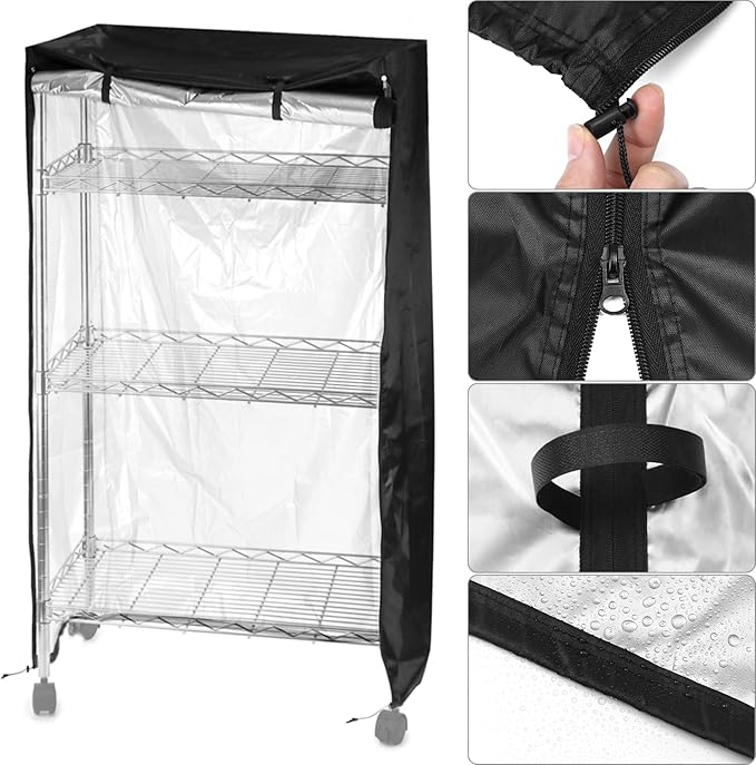 QWORK Shelf Units Cover, Heavy Duty Waterproof Wire Rack Cover for Shelf 36"x14"x 54"