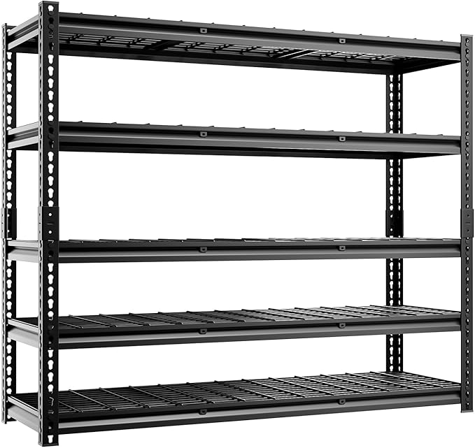 5-Tier 60" W X 20" D X 72" H Storage Shelves 2500LBS Metal Garage Shelving Adjustable Storage Shelf Metal Racks with Shelves Heavy Duty Shelving Units and Storage Utility Shelf