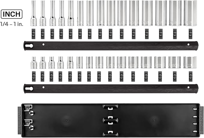 TEKTON 3/8 Inch Drive 6-Point Socket Set with Rails and Tray, 30-Piece (1/4-1 in.) | SHD91209