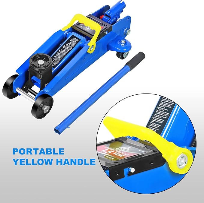 Jack Boss Floor Jack 1.5 Ton (3,000 LBs) Hydraulic Car Jack, Lifting Range from 5.1 Inch to 12.6 Inch, Fits Sedans Automotive Blue