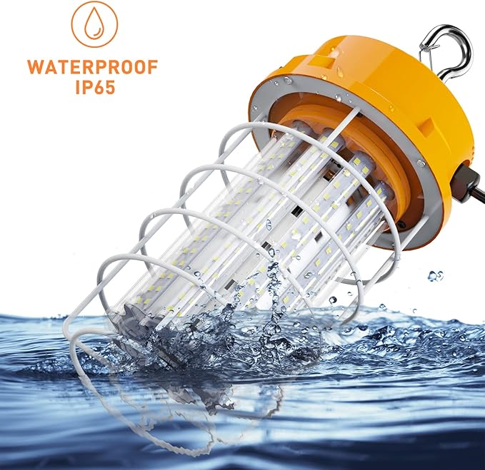LED Temporary Work Light 100W 15000Lm 5000K Daylight White High Bay led Construction Light with Hook Portable Linkable Durable LED Job Site Lighting for Damp Location Indoor Outdoor Area Lighting