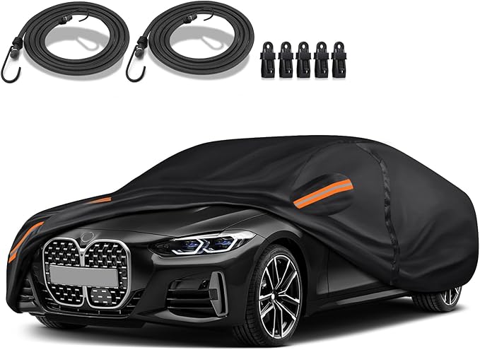 Special 16-Layer Full Car Cover Fit for 2014-2024 BM-W 420i 430i 435i 440i Series/ M4 Ultra Heavy 600D Oxford Cloth, All-Weather Protection Summer Sun Exposure and Winter Snow Rain Dust UV