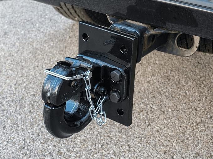 Mytee Products Mounting Plate with Pintle Hitch KIT: Pintle Hook Mounting Plate with 8 Ton 2 inch Ball for Trailers Bolt On Adjustable Pintle Hook Ball Combo - Powder-Coated, Heavy-Duty
