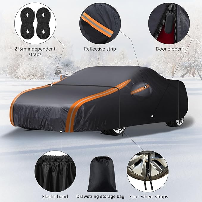8 Layer Car Cover Custom Fit for Chevrolet Corvette C4 C5 Coupe Convertible Targa 1980–2004 | Outdoor Full Exterior Car Cover | Sun, Rain, UV, Dust, and Snow Protection with Door Zipper