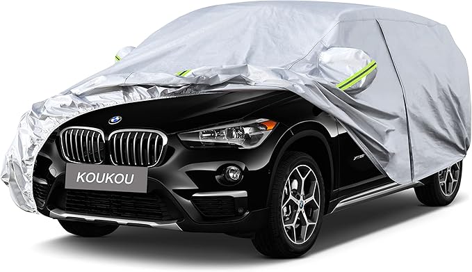 Koukou 6 Layers Car Cover Custom Fit BMW X1 from 2009 to 2025, Waterproof All Weather for Automobiles, Sun Rain Dust Snow Protection. (Ships from US Warehouse, Arrive Within 3-7 Days)