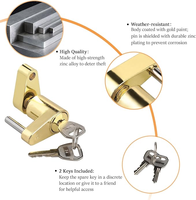 CZC AUTO Trailer Lock Dia 1/4 Inch, Coupler Lock 3/4 Inch Span Trailer Hitch Lock with Keys Trailer Coupler Lock for Tow Boat RV Truck Car's Coupler, 1 Pack