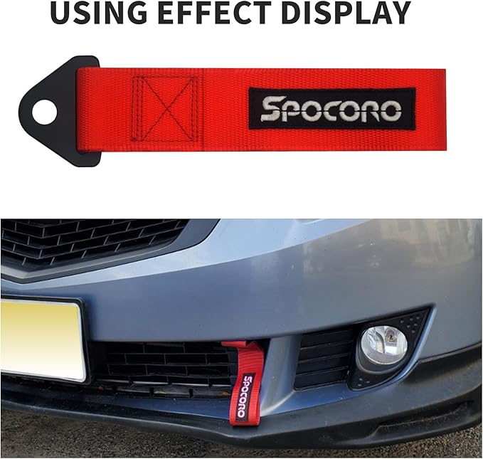 Heavy Duty Racing Tow Strap JDM – Red Nylon Tow Strap for Track, Off-Road, and Decoration (Red)