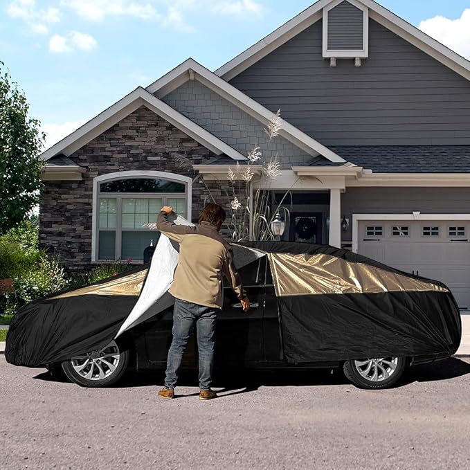 Titan Premium Multi-Layer PEVA Car Cover for Compact Sedans 176-185". Waterproof, UV Protection, Anti-Scratch Protective Lining, Driver-Side Zippered Opening. Fits Corolla, Sentra, Cruz and More.