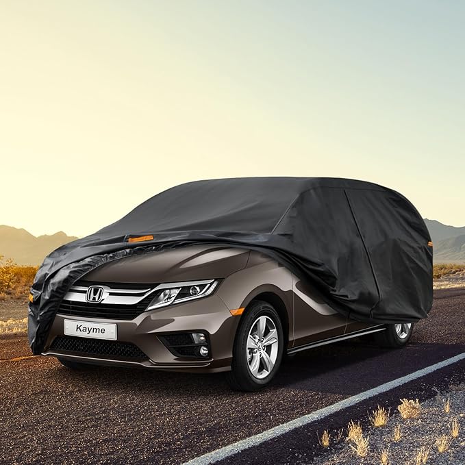 Kayme 7 Layers Car Cover Custom Fit for Honda Odyssey Minivan (1999-2025) Waterproof All Weather for Automobiles, Outdoor Full Cover Sun UV Rain Protection.Black