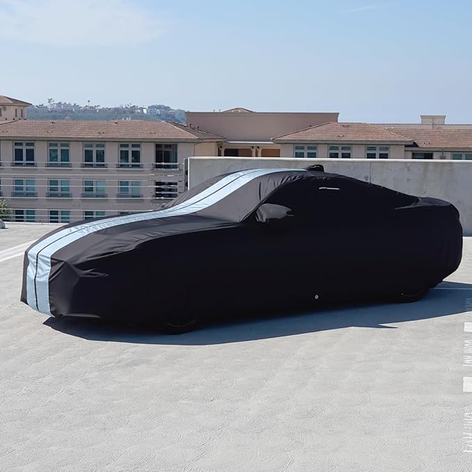 iCarCover Fits [1982-1992 Chevrolet Camaro Z28, IROC-Z, RS, Berlinetta, Sport] Premium Custom Car Cover Waterproof All Weather Resistant Sun Snow Storm Protection Form-Fit Padded Cover - Black/Gray