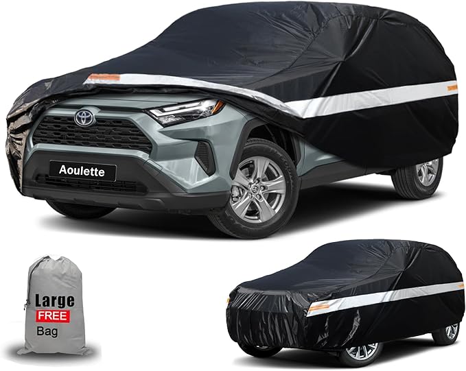 Toyota Car Cover Custom Fit for Toyota RAV4/RAV4 Prime, Waterproof Car Cover for Automobiles All Weather, Lightweight Full Exterior Cover Outdoor Sun Rain Dust Snow Wind Protection.