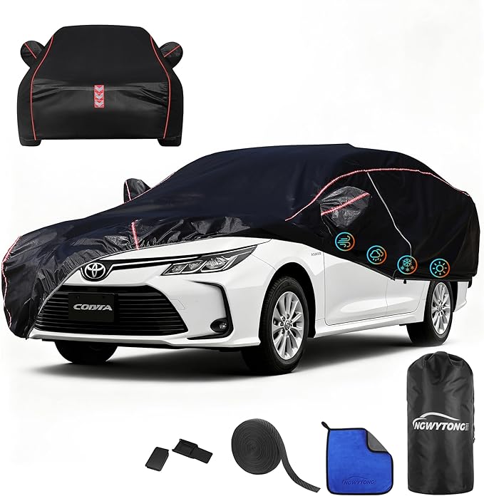 Car Cover for Toyota Corolla 1991-2025,All-Around Fastening 60s Quick-Install, 4 Upgrades for Car Cover Waterproof All Weather