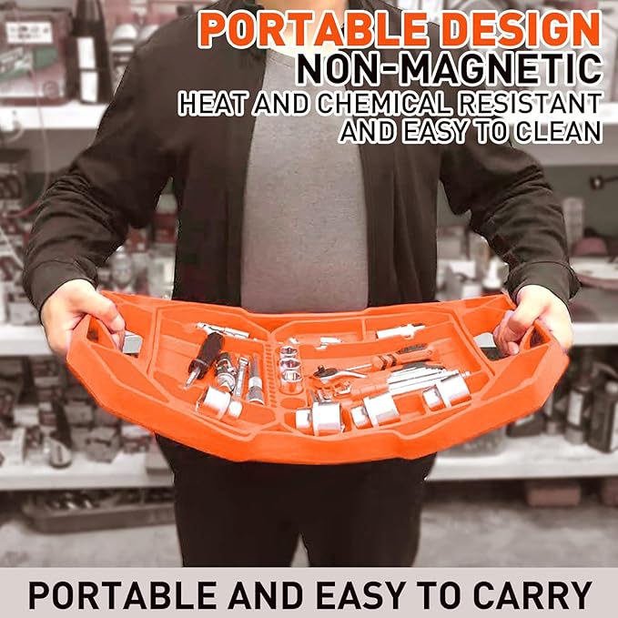3PC Non-Slip Flexible Tool Tray, Large Tool Storage Set, Accessories Organizer, Silicon Tool Holder Mats, Organizer for Screw, Bolts, Washers, Nuts and Small Tools & Accessories.