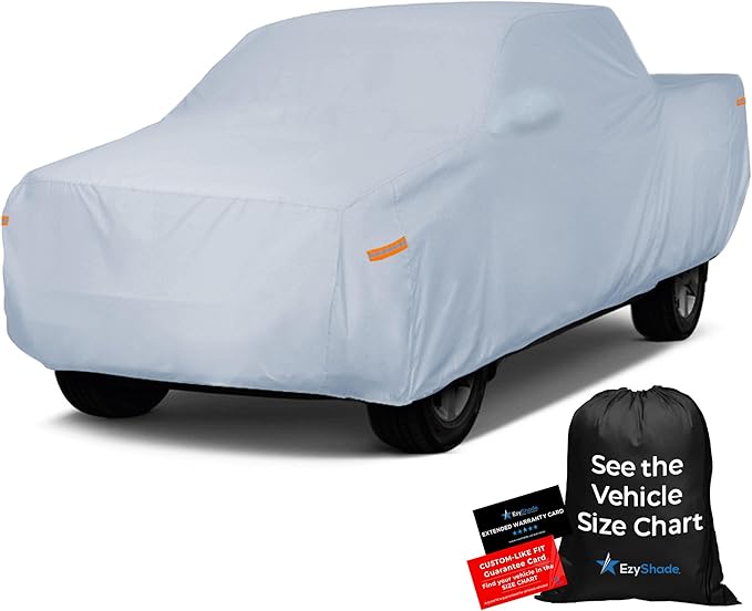 EzyShade 10-Layer Truck Cover Waterproof All Weather. See Vehicle Size-Chart for Accurate Fit. Full Outdoor Pickup Truck Covers for Gladiator Dakota Frontier. Sun Wind Rain. Size T2 (See SizeChart)