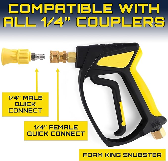Foam King™ 40° Pressure Washer Nozzle Guard, 1/4” Quick Connect - Stainless Steel Fire Hose Tip with Rubberized Protective Shield for High-Pressure Cleaning, Durable & Universal Fit