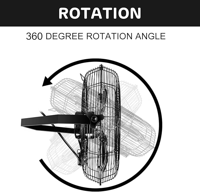 Simple Deluxe 24 Inch Industrial Wall Mount 3 Speed Commercial Ventilation Metal Fan for Warehouse, Workshop, Factory and Basement, Black