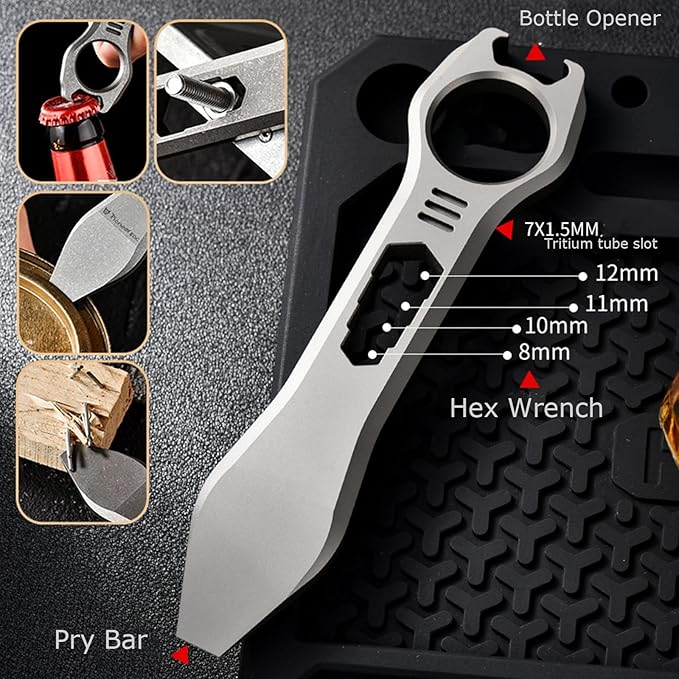 Titanium EDC Pry Bar Multi Tool Bottle Opener Nail Puller Crowbar Wrench Screwdriver Compact Size EDC Multi Tool