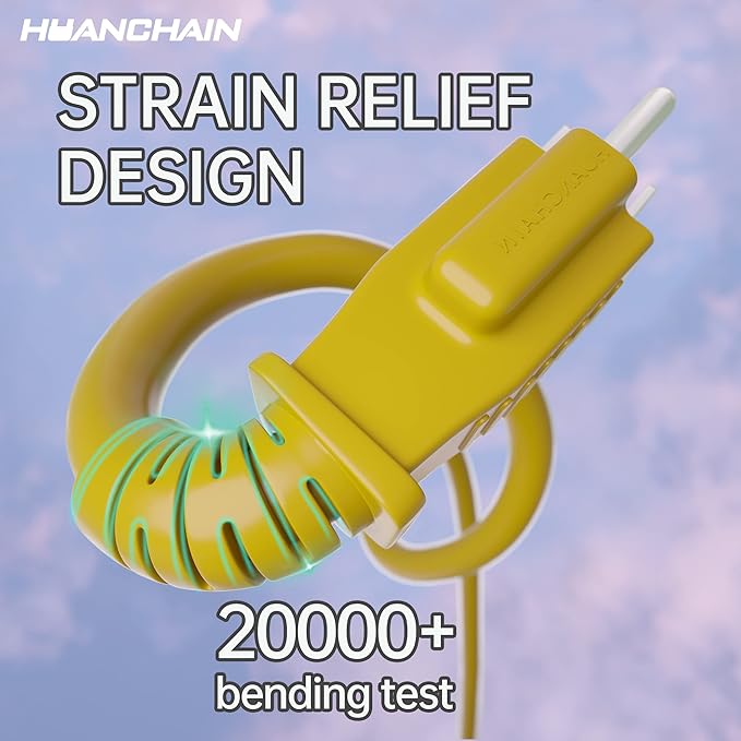 HUANCHAIN Indoor Outdoor Extension Cord 50 ft Waterproof, 16/3 Gauge Flexible Resistant Appliance Extension Cord Outside, 13A 1625W 16AWG SJTW, 3 Prong Electric Cable Yellow, ETL