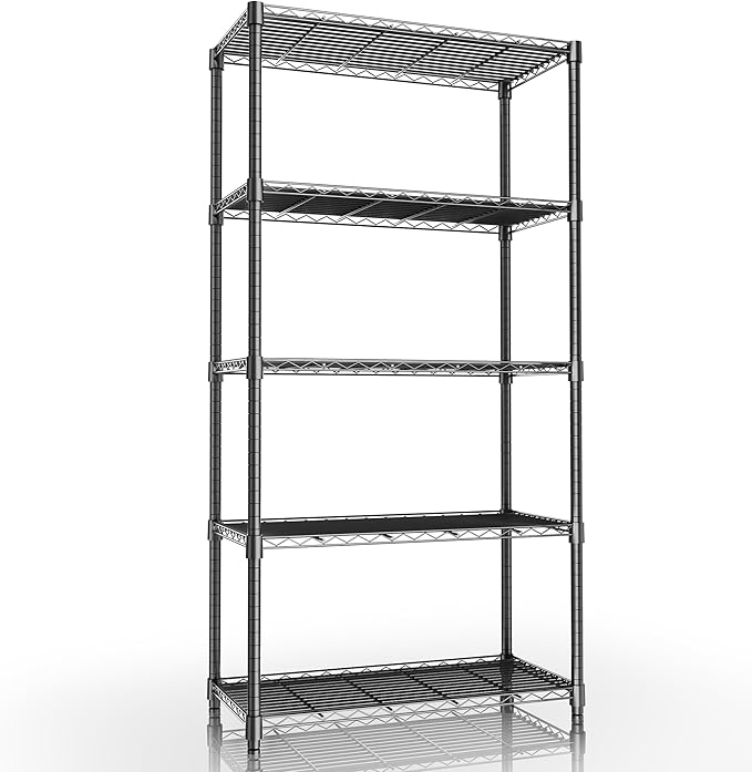 Xcity Storage Shelves, 5 Tier Heavy Duty Metal Shelving Unit, 2000 LBS Capacity Adjustable Steel Wire Shelf Organizer for Pantry, Kitchen, Garage, 14" D x 36" W x 72" H, Chrome