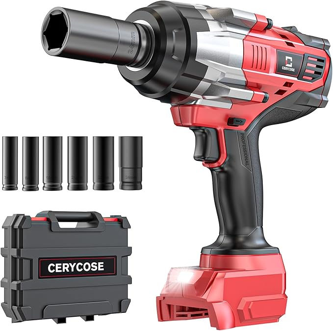 Cordless Impact Wrench 1/2 inch for Milwaukee 18V Battery: 1700FT-LBS High Torque Impact Wrench Heavy Duty Tool with 6 Sockets- Brushless Electric Impact Gun Includes LED Work Light - Bare Tool Only
