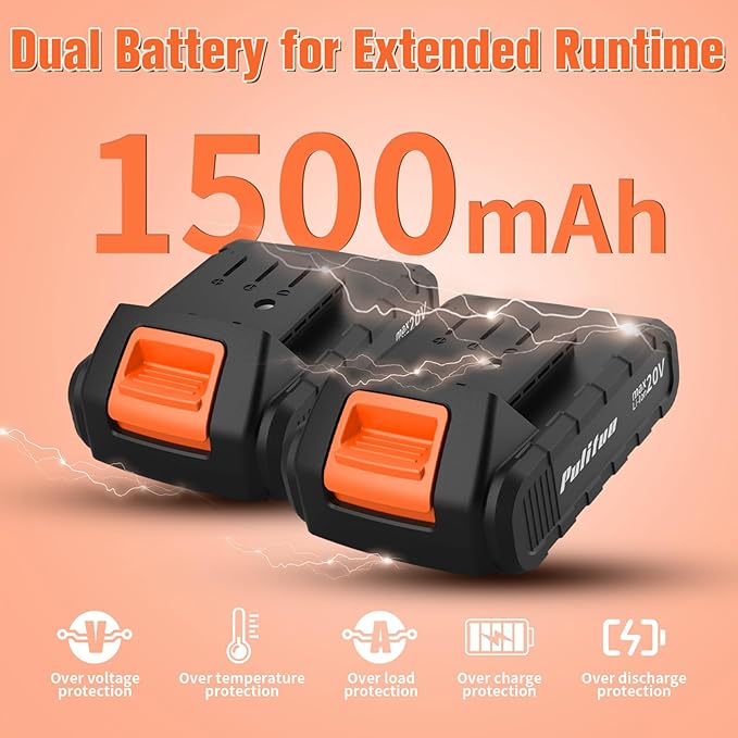 PULITUO 20V Cordless Drill/Driver, 2 Batteries Electric Screwdriver, 30Nm Power Drill Driver, 21+1 Torque, 2 Speed, 3/8"Keyless Chuck, power Drill with LED Light, Drill Driver Kit for Home (Orange)