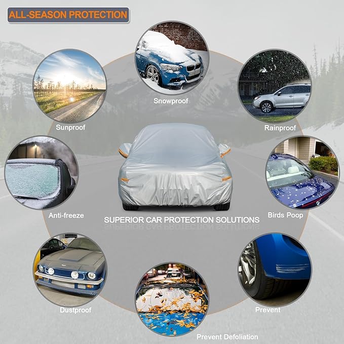 Kayme 6 Layers Station Wagon Car Cover Waterproof All Weather, Outdoor Full Cover with Zipper Door, Universal Fit for Volvo V60, BMW 3 Series Touring, Audi A4 Avant Allroad (178-190 inch).